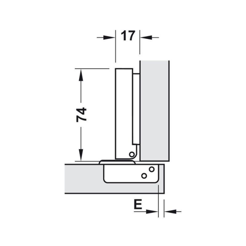 Kích thước bản lề trùm ngoài Metalla SM 110° giảm chấn Hafele 315.06.750 Kích thước bản lề trùm ngoài Metalla SM 110° giảm chấn Hafele 315.06.750