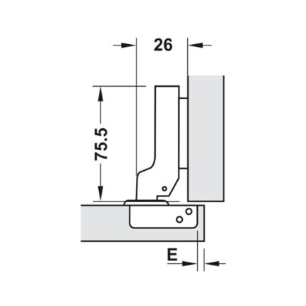 Bản lề trùm nửa Metalla SM 110° giảm chấn Hafele 315.06.751 3 Kích thước bản lề trùm nửa Metalla SM 110° giảm chấn Hafele 315.06.751