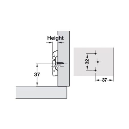 Kích thước đế bản lề Metalla SM Inox Hafele 315.98.570