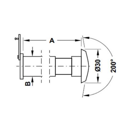 Kích thước mắt thần gắn cửa góc nhìn 200º có nắp che Hafele DIY 489.70.435