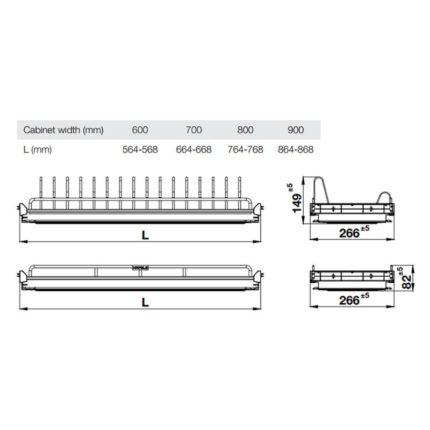 Giá bát cố định Hafele Oria 544.07.015 800mm 4 Kích thước giá bát cố định Hafele Oria 544.07.015 800mm