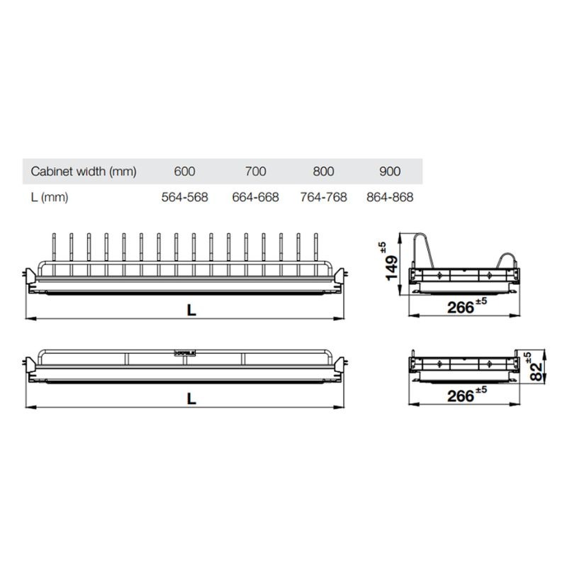 Kích thước giá bát cố định Hafele Oria 544.07.015 800mm Kích thước giá bát cố định Hafele Oria 544.07.015 800mm