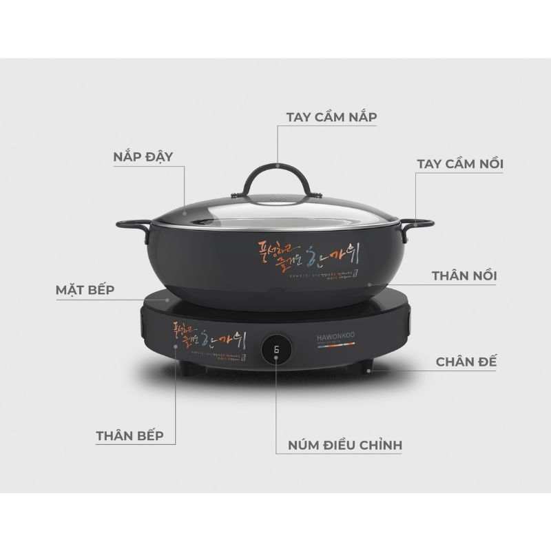 Thiết kế bếp từ mini Hawonkoo CEH-101-I-GR di động Thiết kế bếp từ mini Hawonkoo CEH-101-I-GR di động