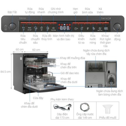 Máy rửa bát độc lập Bosch SMS4IKC62T Serie 4 3 Kích thước máy rửa bát độc lập Bosch SMS4IKC62T Serie 4