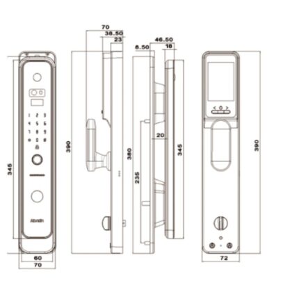 Khóa cửa điện tử Avolock AV-69-G 3 Kích thước khóa cửa điện tử Avolock AV-69-G