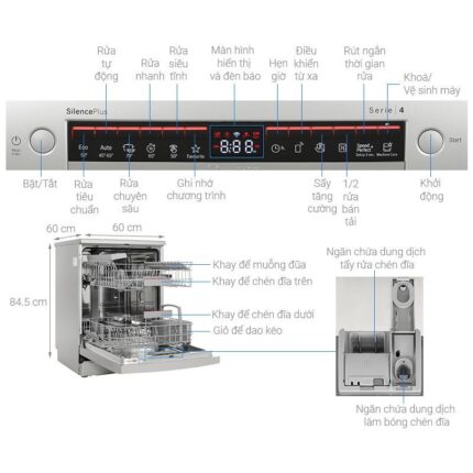 Máy rửa bát độc lập Bocsh SMS4EKI06E Serie 4 3 Kích thước máy rửa bát độc lập Bocsh SMS4EKI06E Serie 4