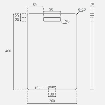 Kích thước thớt gỗ tre Kluger KCB-101W