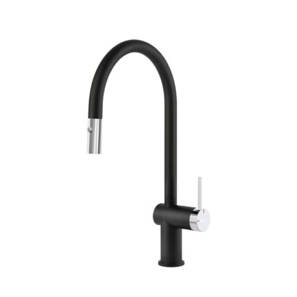 Vòi rửa bát nóng lạnh Konox Venice Gun Metal có dây rút