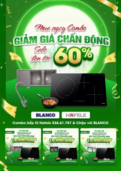 Giảm Sốc 60% khi mua COMBO bếp và chậu vòi tại Tổng Kho Bếp Từ