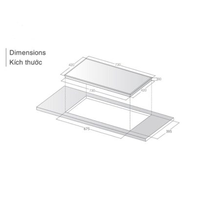 Bếp điện từ đôi Lorca LCI 886 Pro lắp âm 5 Kích thước bếp điện từ đôi Lorca LCI 886 Pro lắp âm