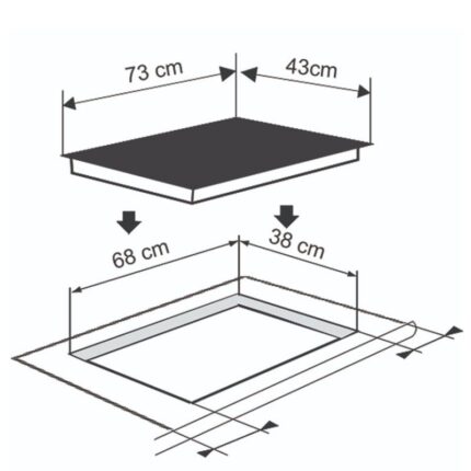 Bếp từ đôi bán âm Richborn RI7343H28M 3 Kích thước bếp từ đôi bán âm Richborn RI7343H28M