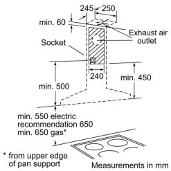 Kích thước máy hút mùi treo tường Bosch DWW077A50