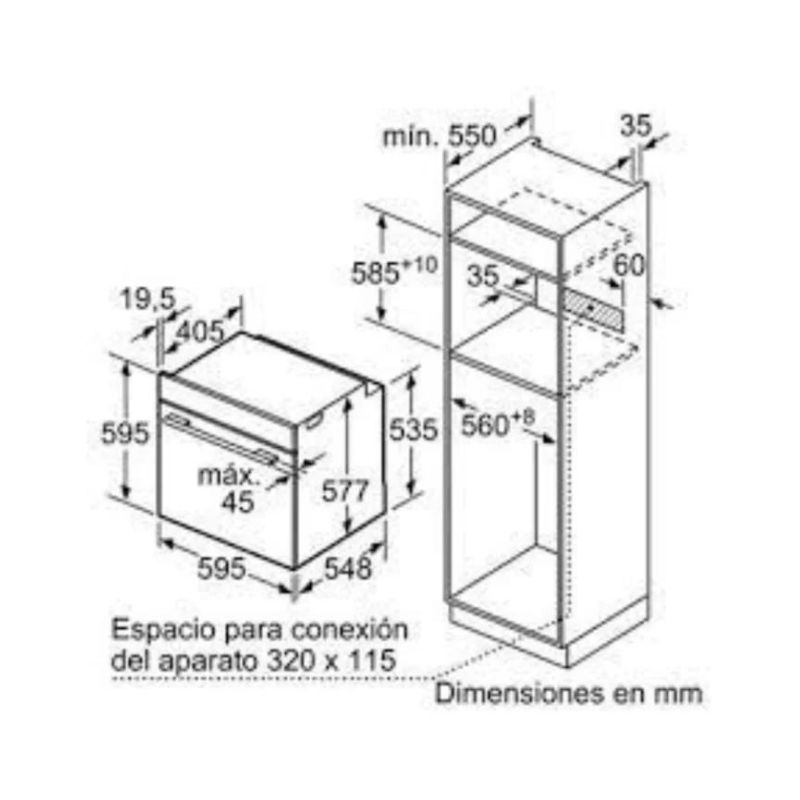 Kích thước của Lò nướng Bosch HBG673BS1F Kích thước của Lò nướng Bosch HBG673BS1F