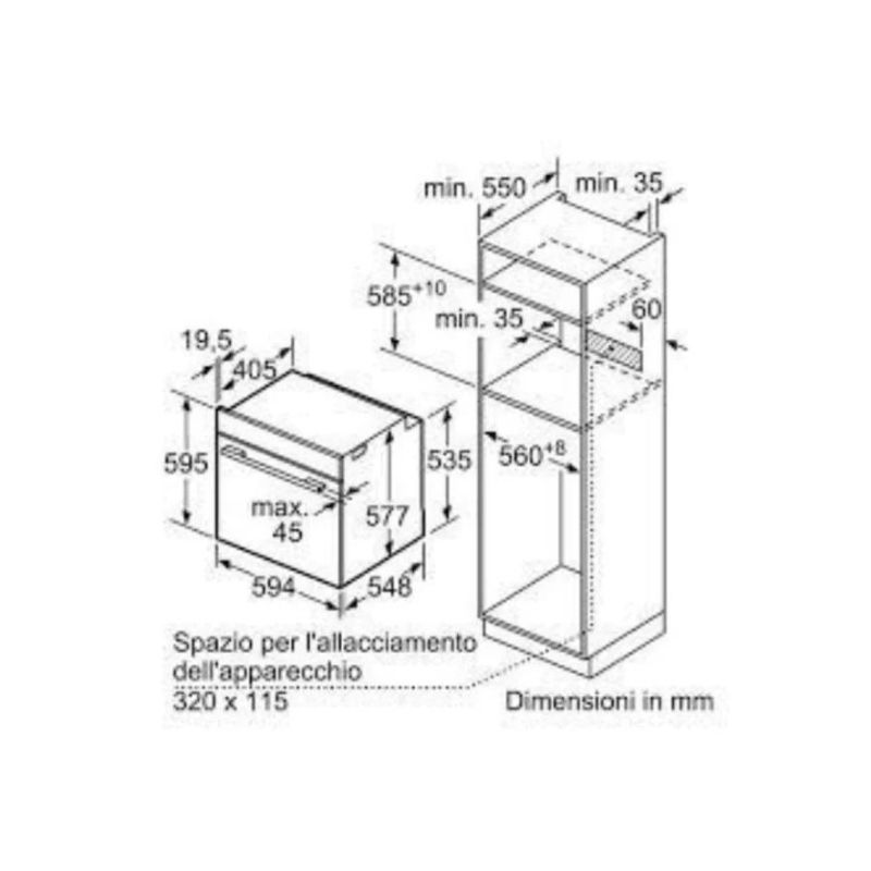 Kích thước của Lò nướng Bosch HBG6764S1 Kích thước của Lò nướng Bosch HBG6764S1