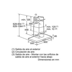 Kích thước của Máy hút mùi treo tường Bosch DWB097A52