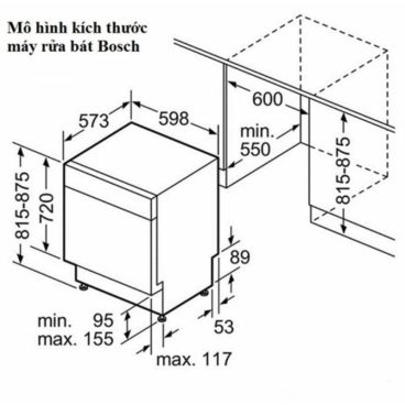 Kích thước máy rửa bát Bosch SMS25AW00E