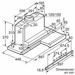 Kich thước máy hút mùi Bosch DHI955FX/V