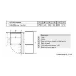 Kích thước tủ lạnh đơn Bosch KGN33NLEAG