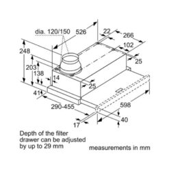 Máy hút mùi Bosch DFM063W56B 4 Kích thước máy hút mùi Bosch DFM063W56B
