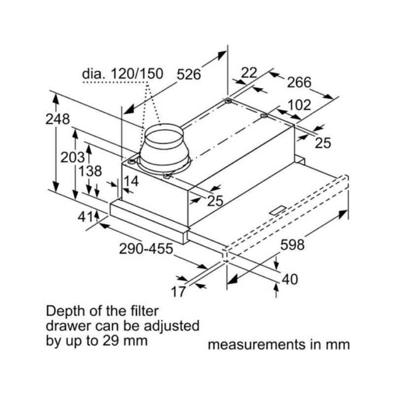 Kích thước máy hút mùi Bosch DFM063W56B Kích thước máy hút mùi Bosch DFM063W56B