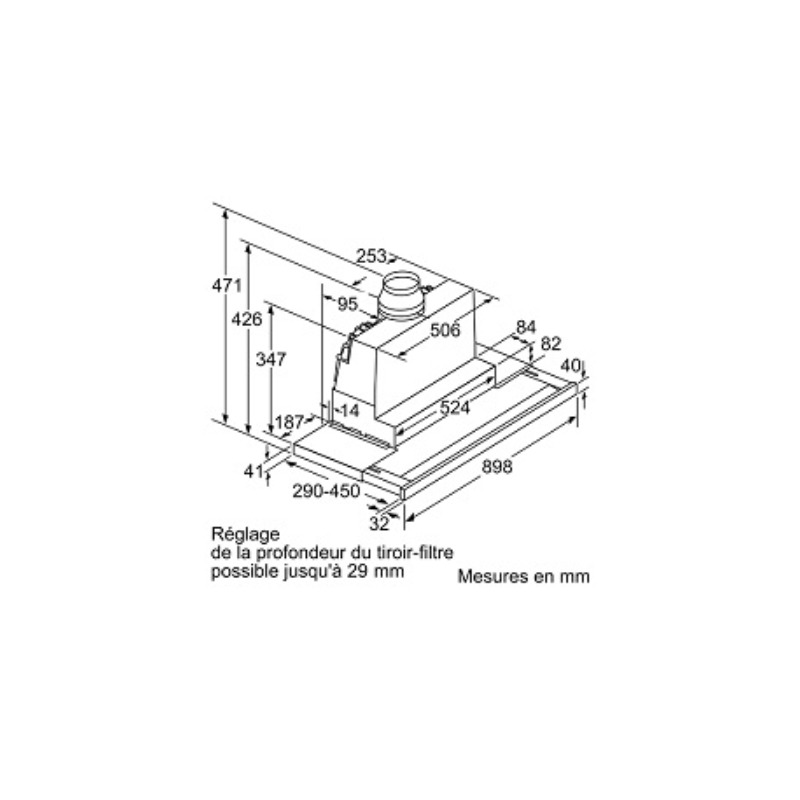 Kích thước máy hút mùi Bosch DFS097K51 Kích thước máy hút mùi Bosch DFS097K51