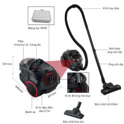 Máy hút bụi dạng hộp Bosch BGS21WPOW 4 kich thuoc may hut bui dang hop bosch bgs21wpow