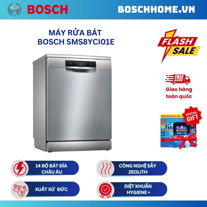 Máy rửa bát Bosch SMS8YCI01E serie 8, độc lập