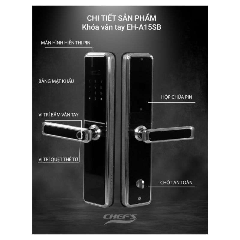 Khoá vân tay Chefs EH-A15SB Khoá vân tay Chefs EH-A15SB