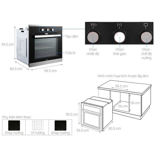 Lò nướng âm tủ Hafele HO-K60B 534.05.581 5 Thông số Lò nướng âm tủ Hafele HO-K60B 534.05.581