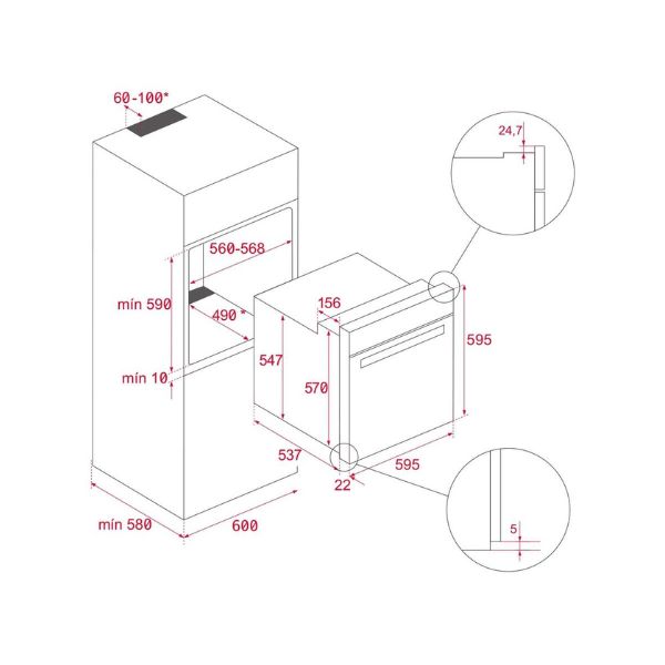 Kích thước của Lò nướng Teka HCB 6545 Kích thước của Lò nướng Teka HCB 6545