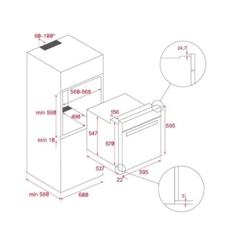 Lò nướng Teka HLB 8415 BK (có khay hấp) 111000052 3 Kích thước của Lò nướng Teka HLB 8415 BK (có khay hấp)