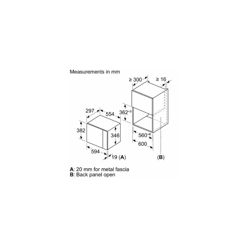 Kích thước của Lò vi sóng Bosch BEL520MS0K Kích thước của Lò vi sóng Bosch BEL520MS0K
