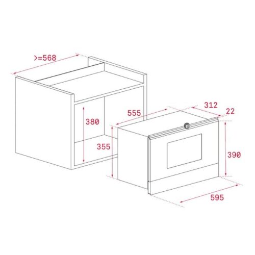 Lò vi sóng kết hợp nướng Teka ML 8220 BIS 3 Kích thước của Lò vi sóng kết hợp nướng Teka ML 8220 BIS