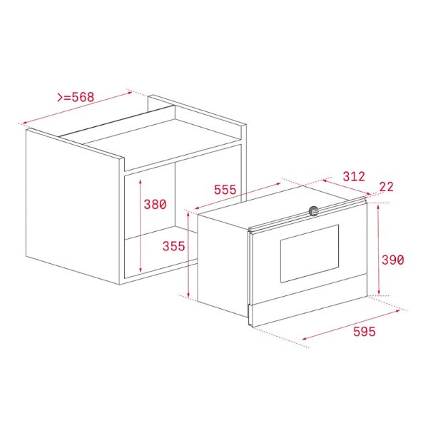 Kích thước của Lò vi sóng kết hợp nướng Teka ML 8220 BIS Kích thước của Lò vi sóng kết hợp nướng Teka ML 8220 BIS