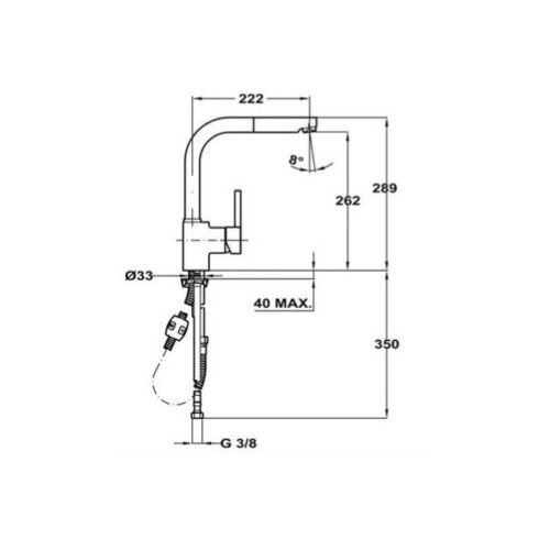 Vòi rửa Teka Sink faucet pull out ARK 938 23938120CN 3 Kích thước của Vòi rửa Teka Sink faucet pull out ARK 938