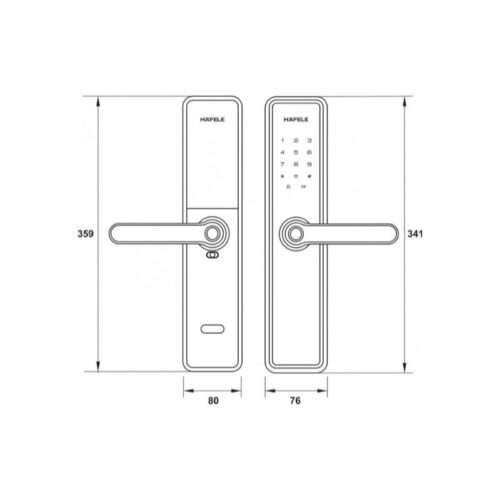 Khóa điện tử Hafele DL7600 Đen Không Pin 912.20.237 3 Kích thước khóa điện tử Hafele DL7600 Đen Không Pin 912.20.237