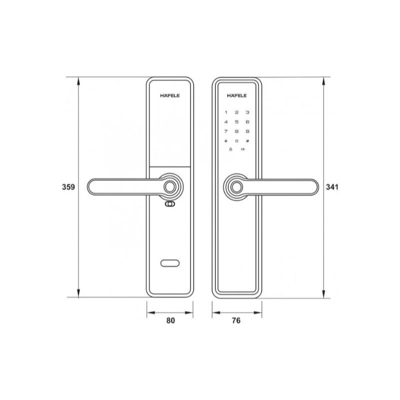 Kích thước khóa điện tử Hafele DL7600 Đen Không Pin 912.20.237 Kích thước khóa điện tử Hafele DL7600 Đen Không Pin 912.20.237