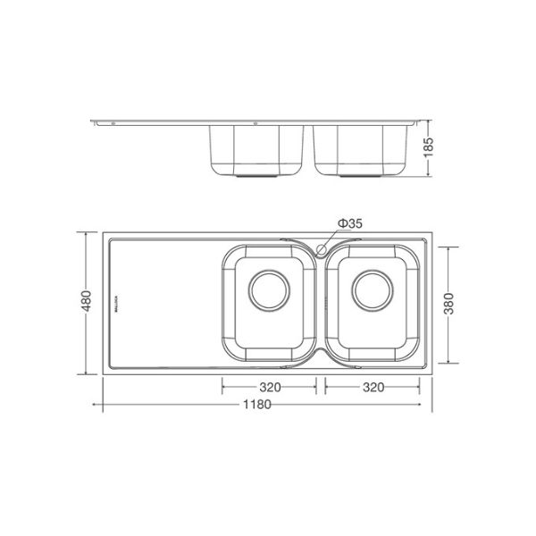 Kích thước của Chậu rửa bát Malloca MS 1026L Kích thước của Chậu rửa bát Malloca MS 1026L