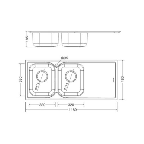 Chậu rửa bát Malloca MS 1026R 3 Kích thước của Chậu rửa bát Malloca MS 1026R