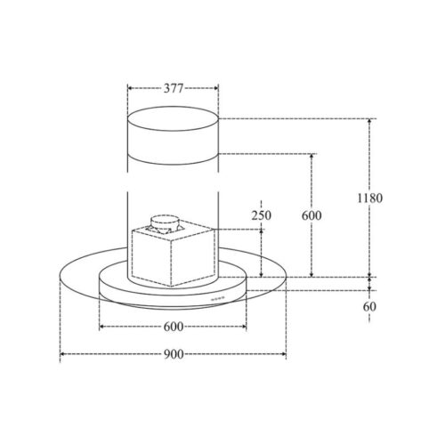 Máy hút đảo Lorca TA 6009 4 Kích thước máy hút đảo Lorca TA-6009