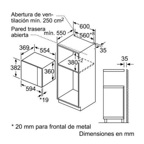 Lò vi sóng âm tủ Bosch BEL554MB0 4 Kích thước của Lò vi sóng âm tủ Bosch BEL554MB0