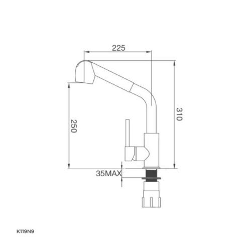 Vòi rửa chén bát Malloca K119N9 3 Kích thước của Vòi rửa chén bát Malloca K119N9