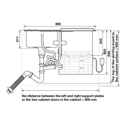 Máy rửa bát tích hợp chậu rửa Hafele HDW-SD90A 539.20.530 4 Kích thước máy rửa bát tích hợp chậu rửa Hafele HDW-SD90A 539.20.530