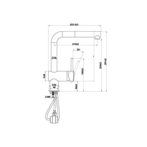 Vòi rửa bát Hafele HT21-GH1P254 577.55.390 màu đen 4 kích thước của vòi rửa bát Hafele HT21-GH1P254 577.55.390 màu đen