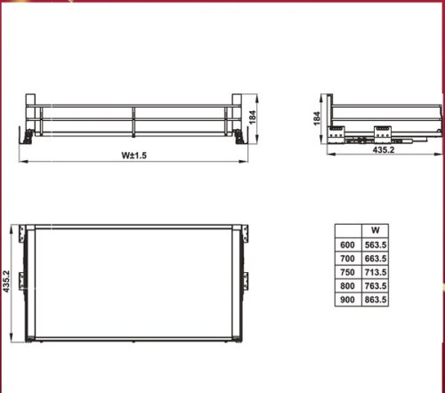 Kệ đựng xoong nồi Hafele Kason Kosmo 549.08.865 5 Kích thước kệ đựng xoong nồi Hafele Kason Kosmo 549.08.865