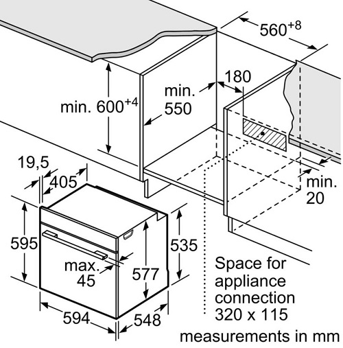 bosch-hra512es0 Kích thước Lò nướng Bosch HRA512ES0