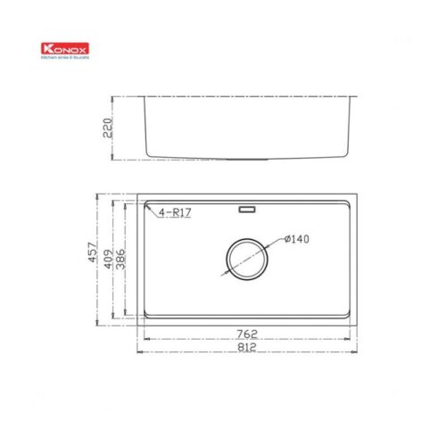 Chậu rửa bát Konox Workstation Sink KN8146SU Dekor 5 kích thước của chậu rửa bát Konox Workstation Sink KN8146SU Dekor