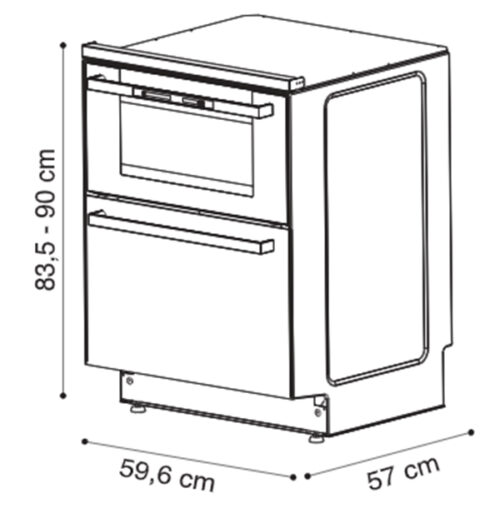 Dou lò nướng kết hợp máy rửa bát Rosieres R2IN1X 5 Kích thước Dou lò nướng kết hợp máy rửa bát Rosieres R2IN1X