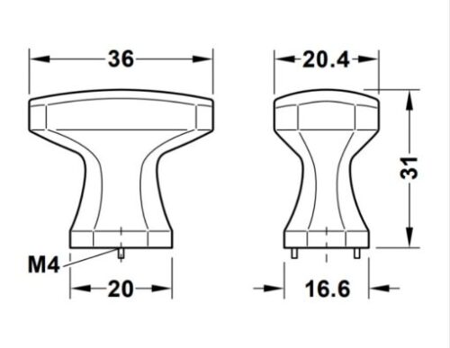 Quả nắm tủ H2185 Hafele 106.70.173 3 Quả Nắm Tủ H2185 Hafele 106.70.173