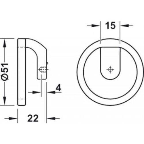 Tay nắm tủ Hafele màu xám kim loại 51mm 106.70.187 3 Tay nắm tủ Hafele màu xám kim loại 51mm 106.70.187
